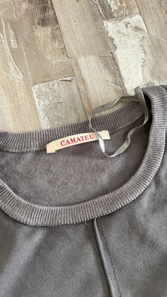Pull camaïeu en daim T42-44 - photo numéro 4
