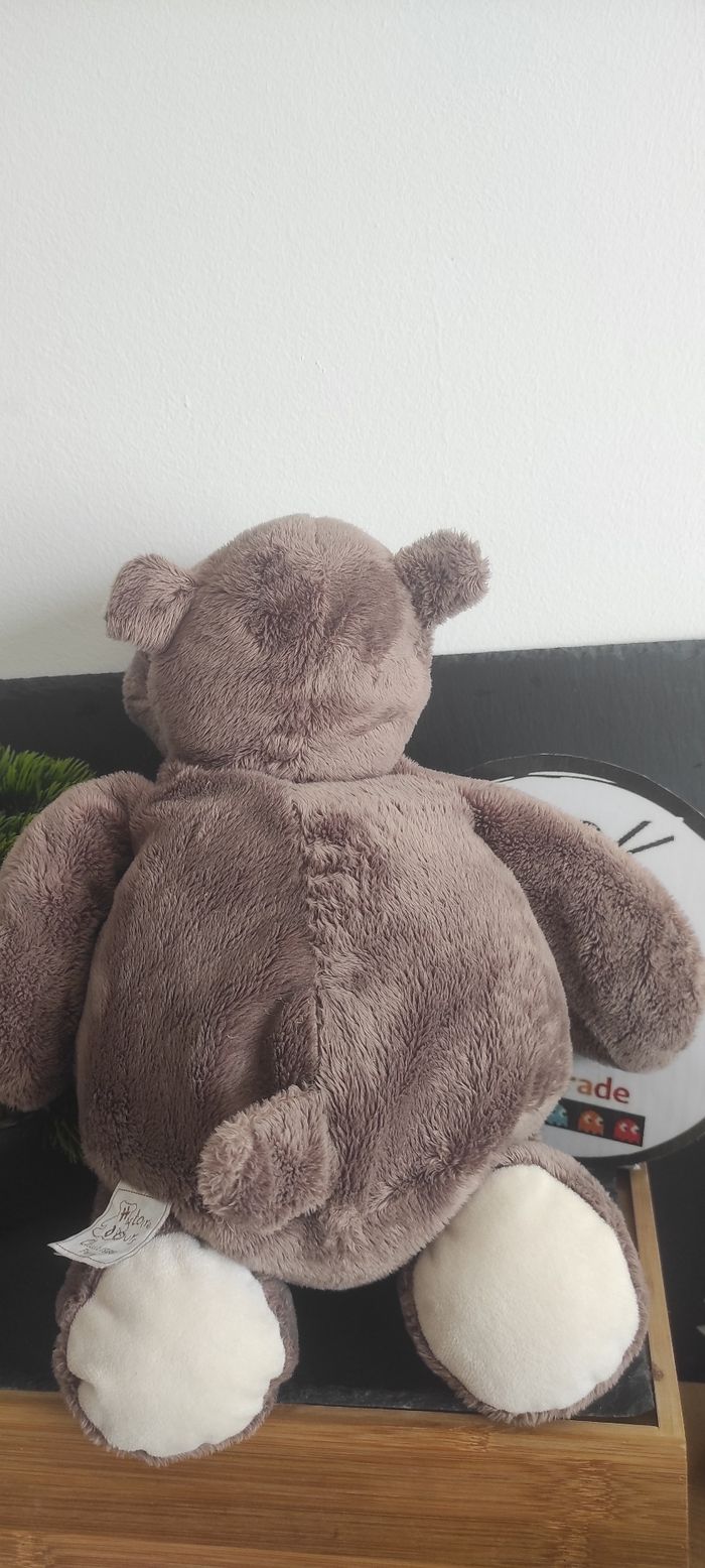 Peluche hippopotame histoire d'ours marron assis boule bille HO1057 beige GM - photo numéro 2