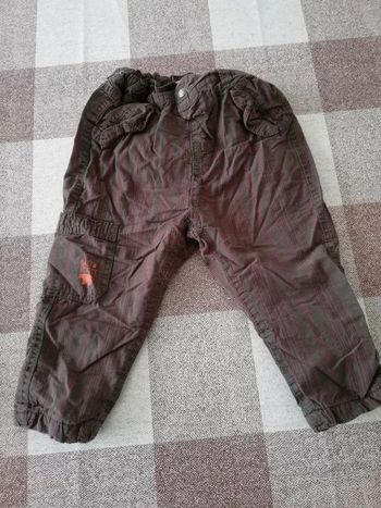 Pantalon 18 mois épais doublé rayé marron/bordeaux kimbaloo