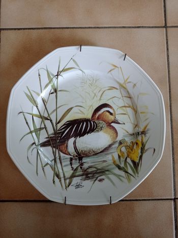 Assiette murale "Canard" Porcelaine de Sologne