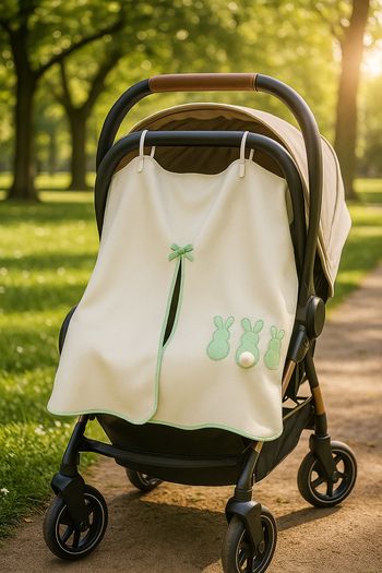 Coupe vent cosy / Cape Poussette Bébé - Motif Lapins - Neuf