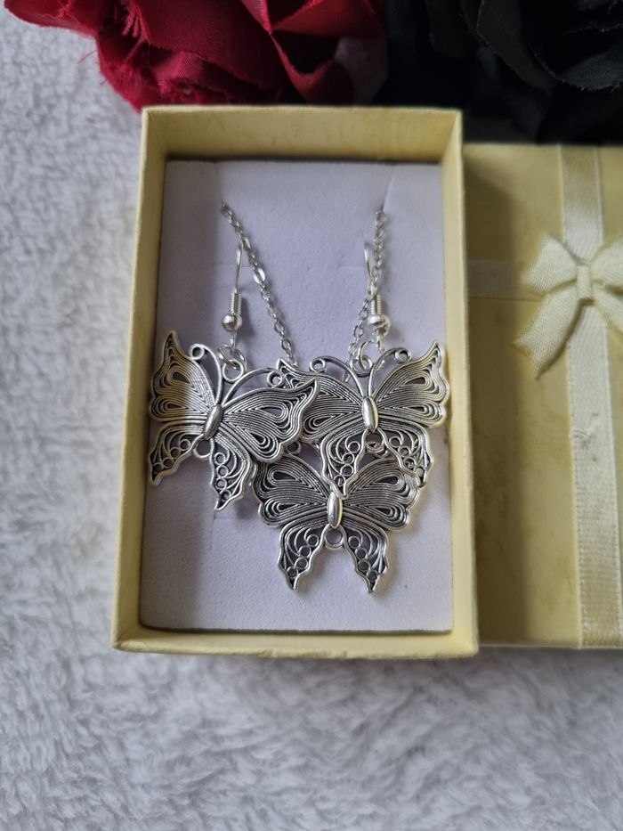 Ensemble bijoux pendentif argenté - photo numéro 2