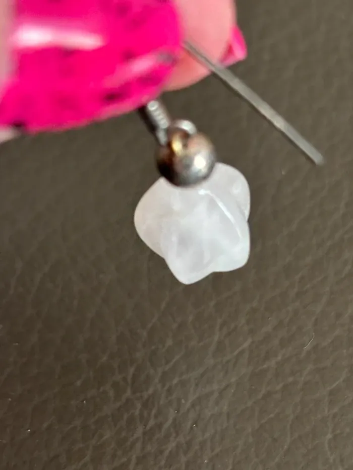Boucles d’oreilles en argent et quartz rose - photo numéro 2