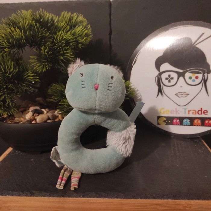 Doudou Hochet Grelot Moulin Roty Les Pachats Vert Bleu Gris #geektradedoudou