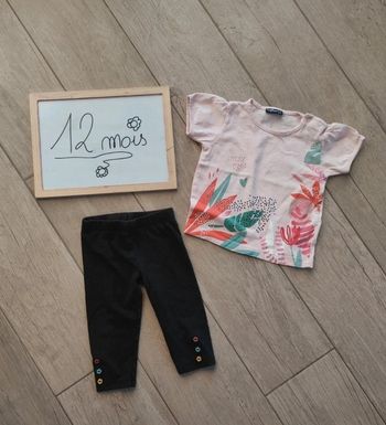Ensemble fille 12 mois legging et t-shirt rose