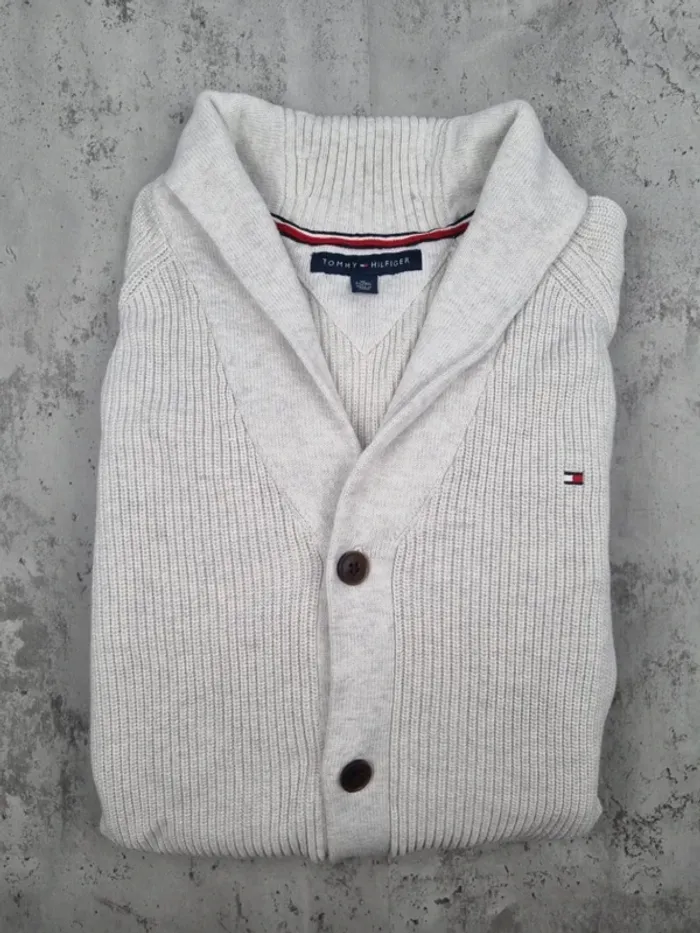 Cardigan Tommy Hilfiger blanc – Taille XL Hommes (mesures en photos) - photo numéro 2