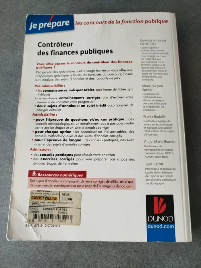 Livre Concours Contrôleur des Finances Publiques - photo numéro 2