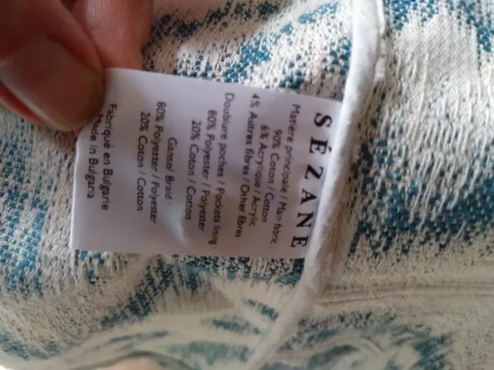 Ensemble Sézane "Will" T40 – Blazer oversize & short jacquard bleu/blanc en coton - photo numéro 13