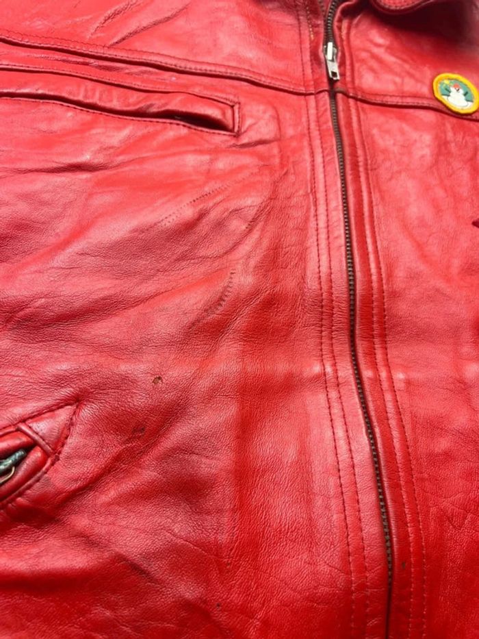Blouson Vintage Cuir Rouge FJ560 Urban Assault Squad Taille 2X – Drapeau USA - photo numéro 10