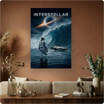 Affiche film "Interstellar" trou noir espace poster cinéma science-fiction déco murale A3 Sans cadre