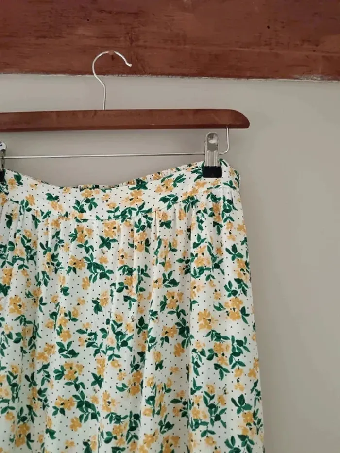 Jupe mi-longue crème jaune fleurie La Redoute - photo numéro 5