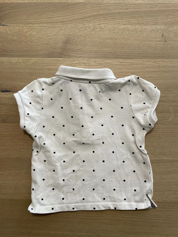 Polo manches courtes blanc à pois kiabi 12 mois - photo numéro 3