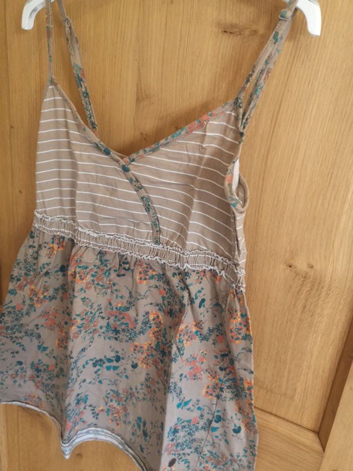 Débardeur QS by S.oliver en brun ligné blanc fleuri Xs - photo numéro 3