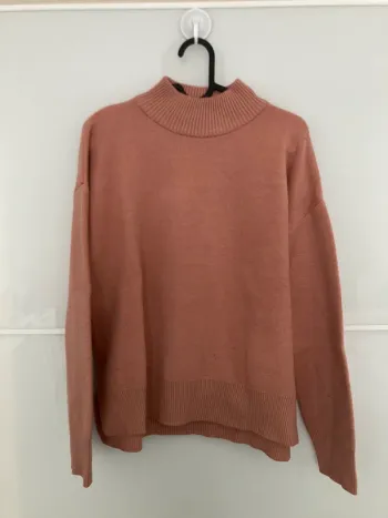 Pull col cheminée rose saumon