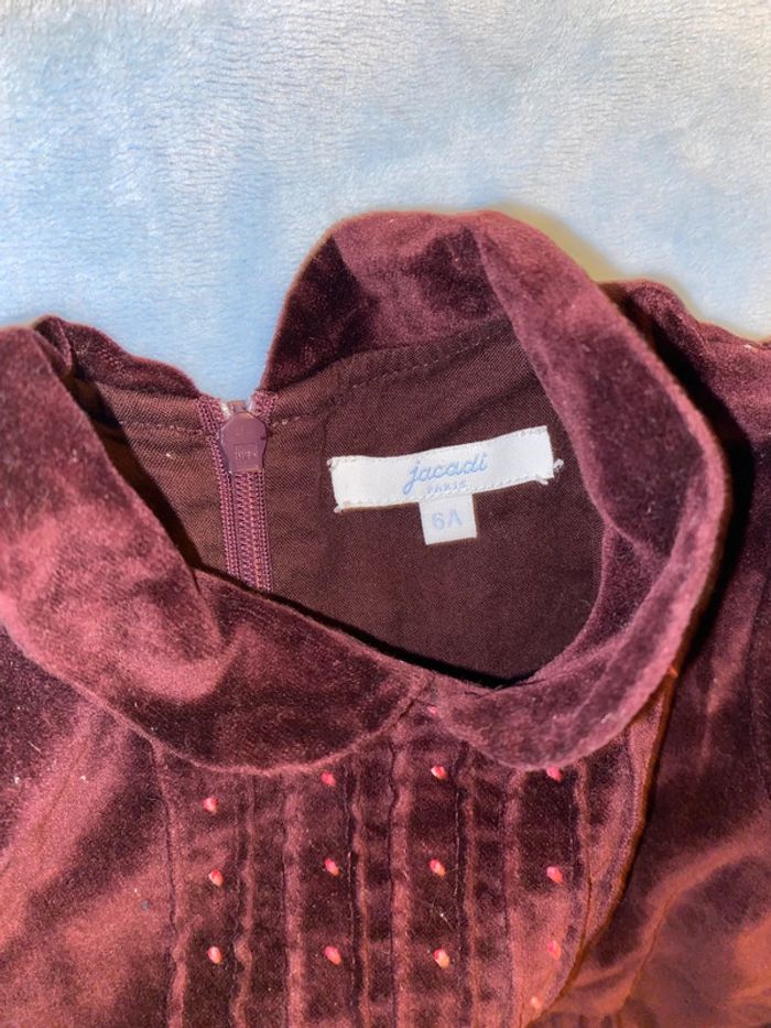 Robe noël fête fin année Jacadi paris 6 ans velours marron violet bordeaux - photo numéro 7