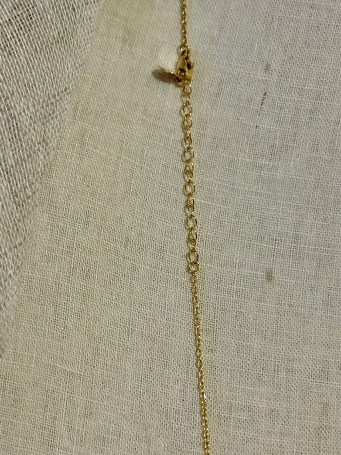 Collier sautoir réglable acier inoxydable or maillons farandole cristaux - photo numéro 3