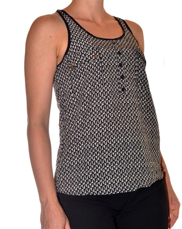 Débardeur noir et blanc à motif géométriques fluide taille M - photo numéro 5