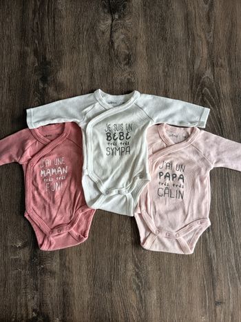 Lot de 3 bodies fille 1 mois 