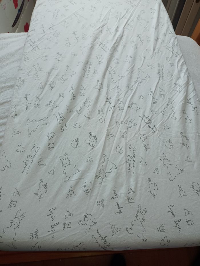 drap housse bébé 60x120cm
  blanc  lapin - photo numéro 7