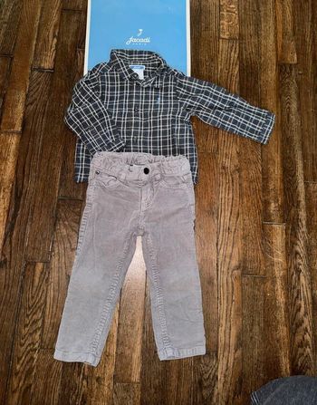 chemise et pantalon velour Jacadi 18 mois