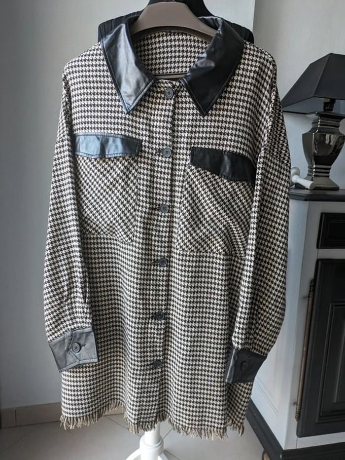 Chemise grande taille tendance pied de poule noir et blanc NEUVE - photo numéro 4