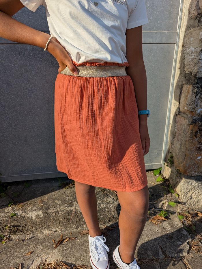 Jupe gaze de coton Chartres terracotta Taille 6 ans