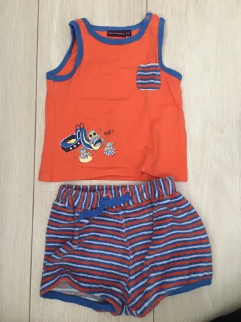 Ensemble short t-shirt éponge 6 mois sergent-major