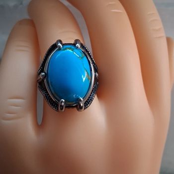 Grosse Bague a Griffes en acier inoxydable + Turquoise Taille 8 = France 57 = 18.1 mm