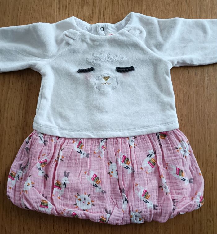 Robe boule Catimini 6 mois bi matière imprimé lamas fille - photo numéro 3