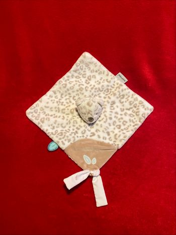 Nattou doudou léopard savane taches marron  feuille attache tétine extra doux neuf jamais utilisé 