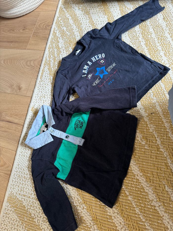 Lots deux tee shirts manches longues bleu