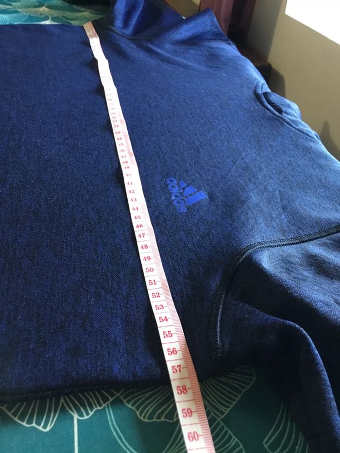 Sweat à capuche pour femme Adidas bleu marine chiné taille L 132 - photo numéro 6