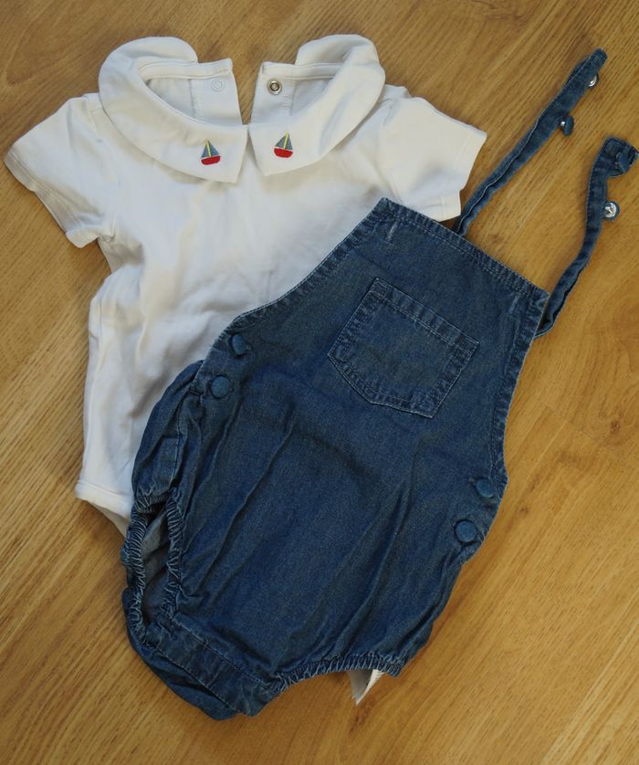 Ensemble salopette+bodie 3/6mois - photo numéro 2