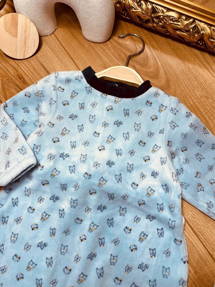 Taille 9 mois lot de 2 pyjamas velours garçon mots d’enfants gris bleu * animaux * 💙 - photo numéro 2