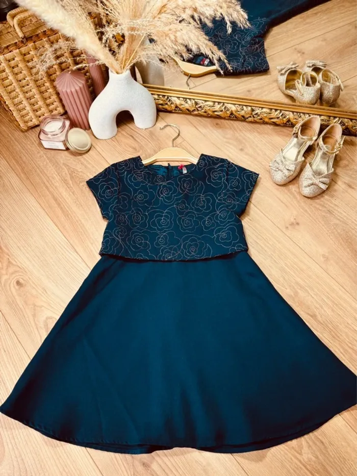 Taille 6 ans robe fille Orchestra bleue marine et doré * broderie * 🌹