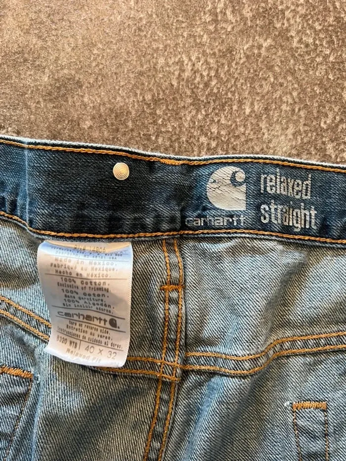 Jean coton bleu droit homme Carhartt W40 L32 Pantalón recto hombre dritti uomo Gerade Herren - photo numéro 5