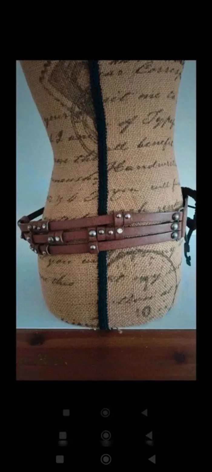 Ceinture marron trois rangs 90 cm femme - photo numéro 4