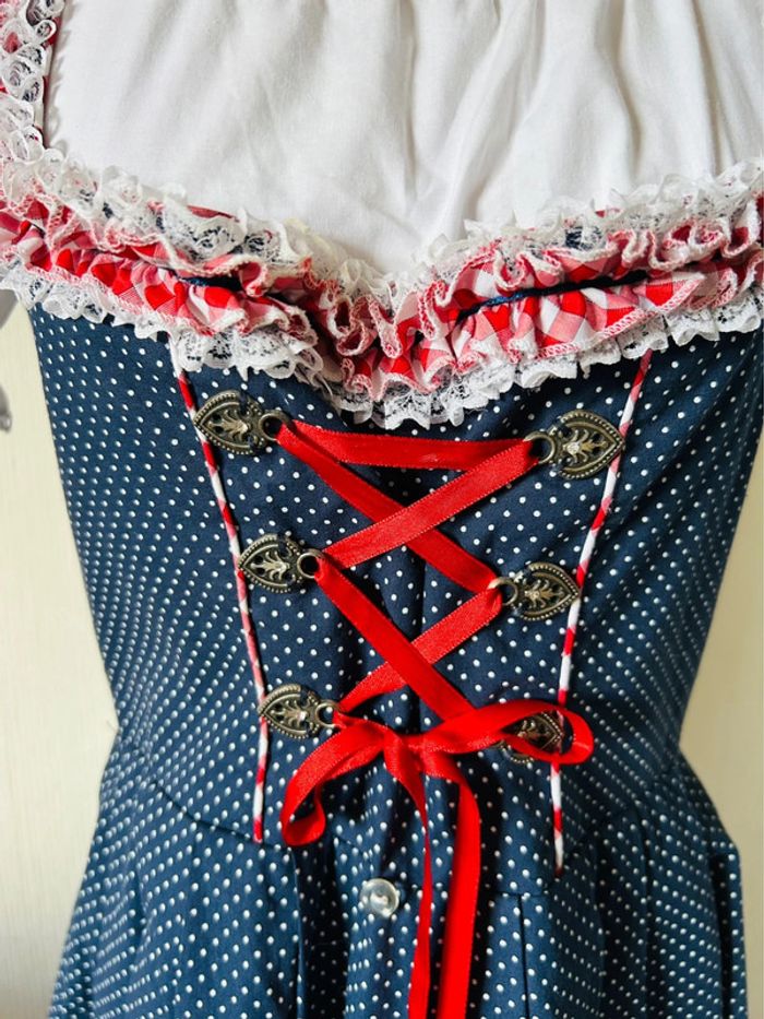 🌷🌿Magnifique robe traditionnelle autrichienne à pois Dirndl cottagecore Austrian polka dots dress🌷🌿 - photo numéro 14