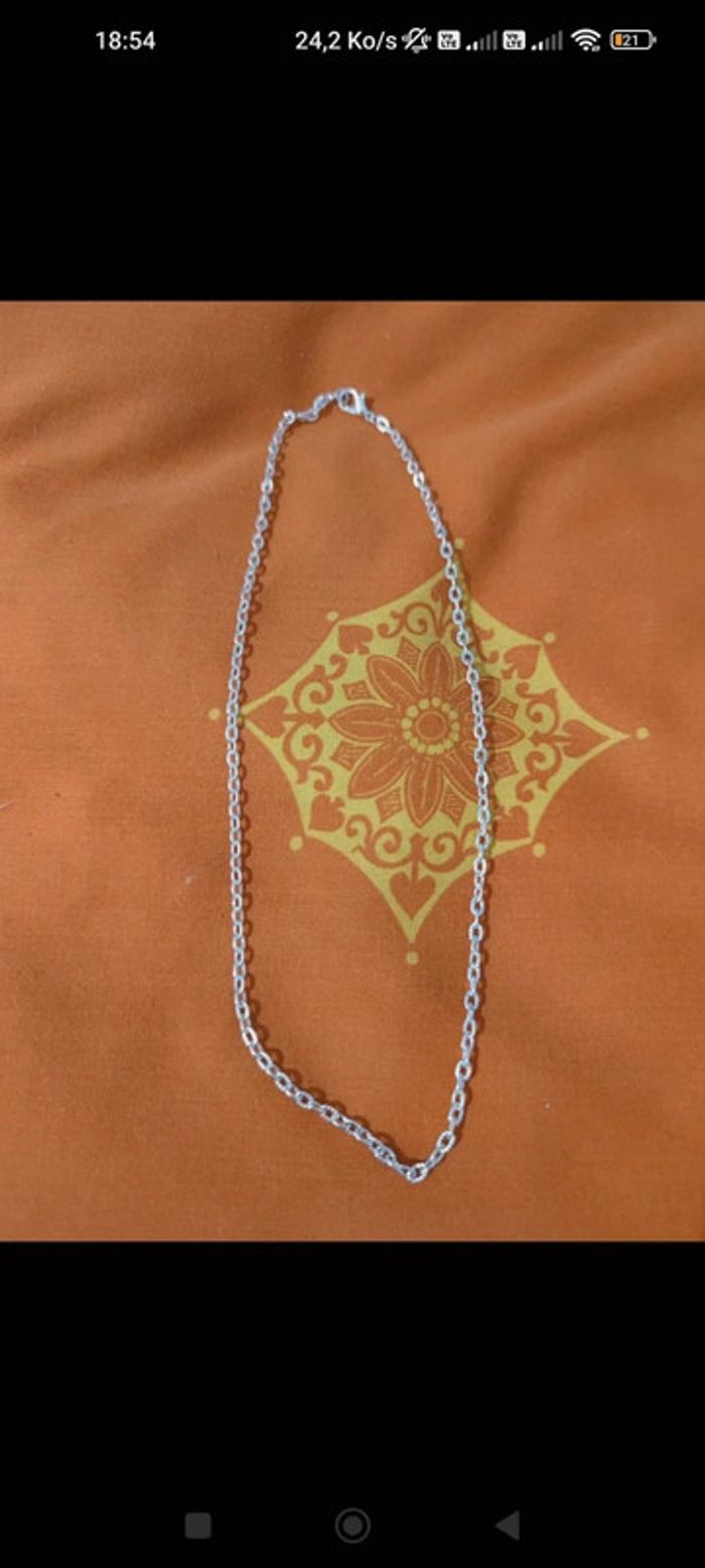Chaine fantaisie métal argenté 46 cm