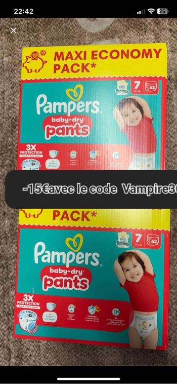 Deux cartons de couches culottes taille 7