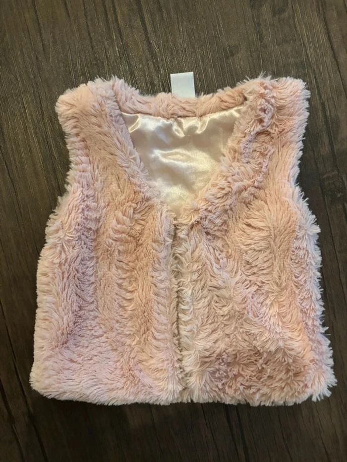 Gilet moumoute rose - U essentiel - 12 mois