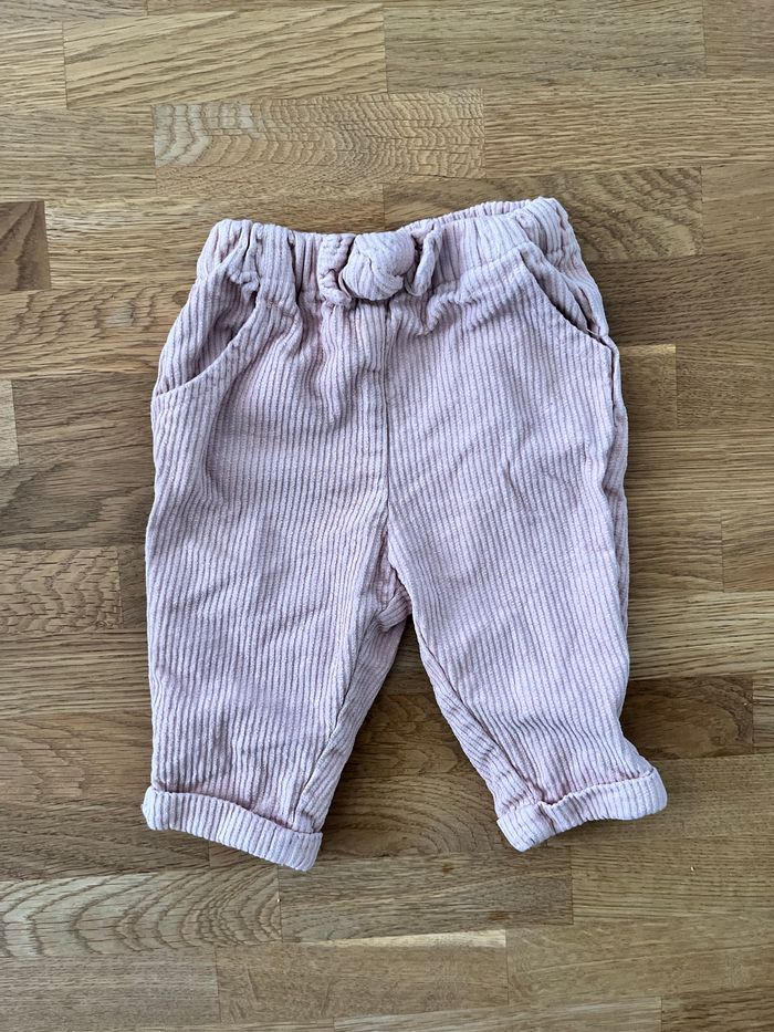 Pantalon Vertbaudet rose en velours 3 mois - photo numéro 1
