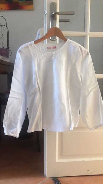 Blouse manches longues blanche en lin , T14 ans, C.F.K