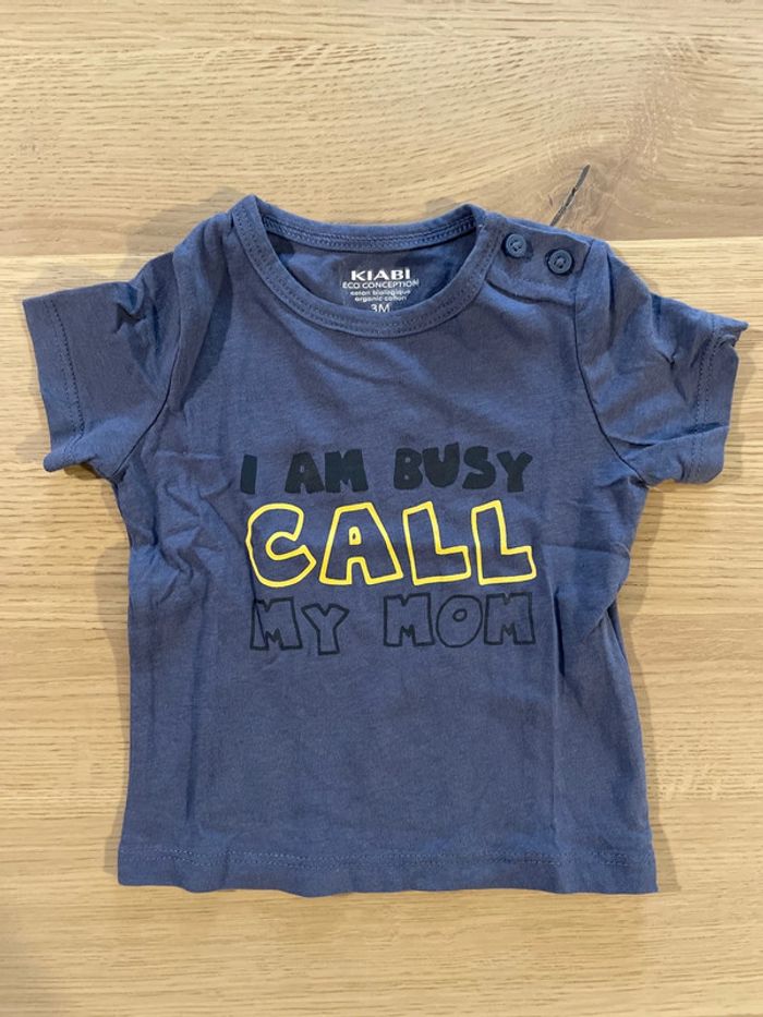 T-shirt manches courtes bleu 3 mois kiabi
