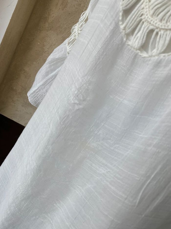 Tunique /robe blanche crochet pompons M/L - photo numéro 8