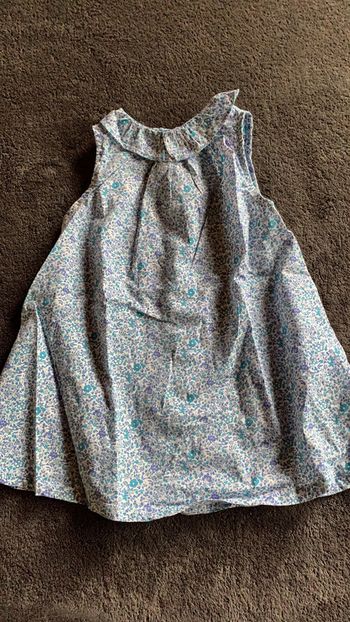 Robe sans manches motif Liberty bleu Cyrillus taille six mois
