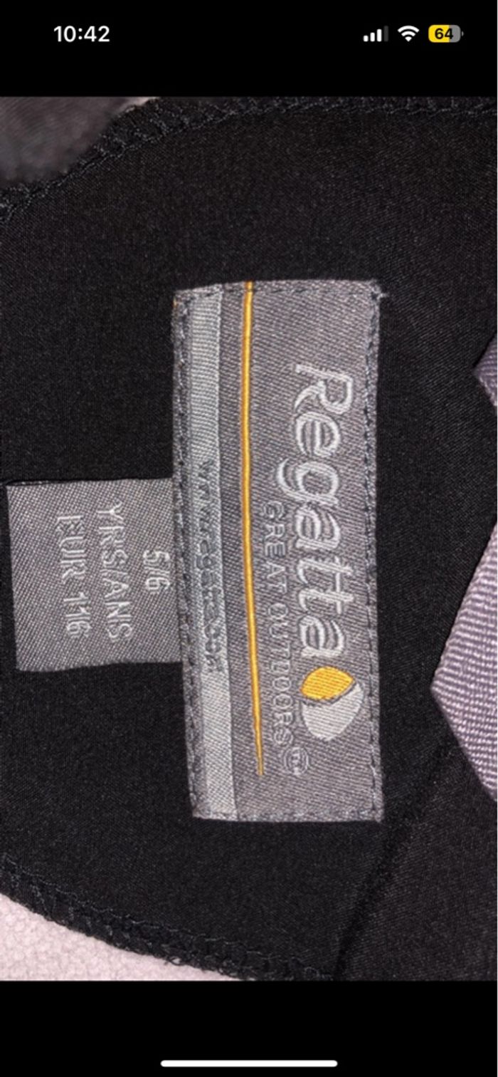 Veste imperméable Regatta noir garçon coupe vent 5/6ans - photo numéro 5