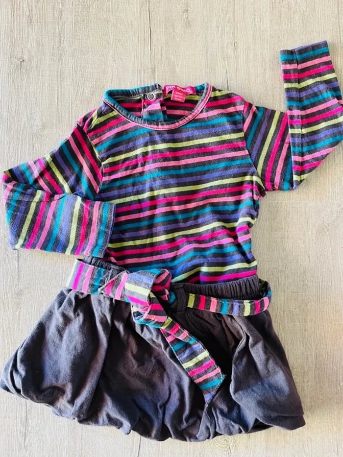 Tee-shirts et jupe bébé coloris Little marcel marque pik ouic