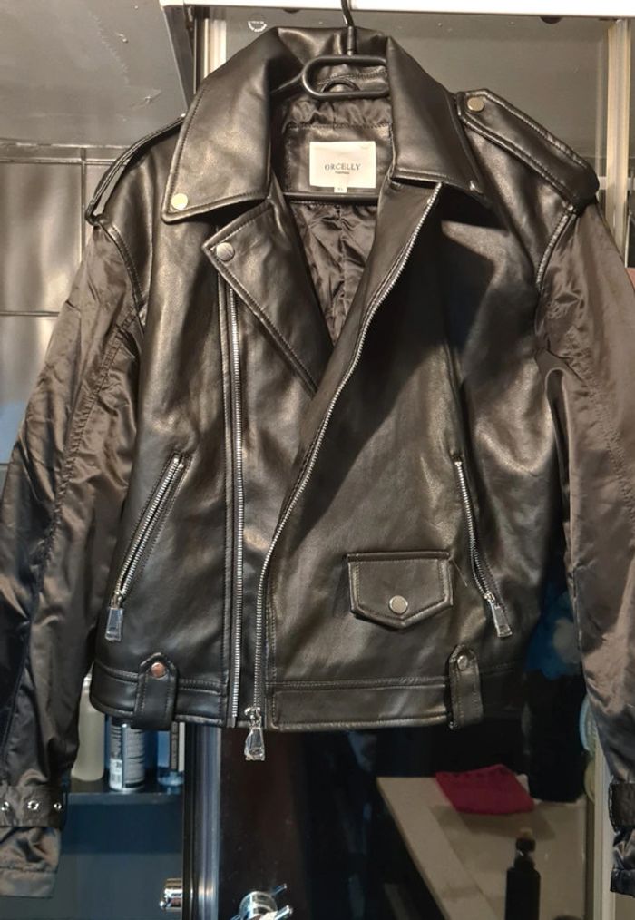 Blouson bi matière style perfecto - photo numéro 2
