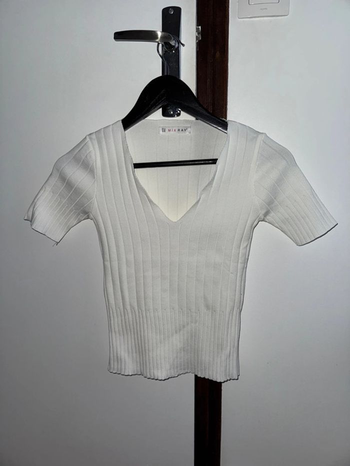 Pull manches courtes blanc